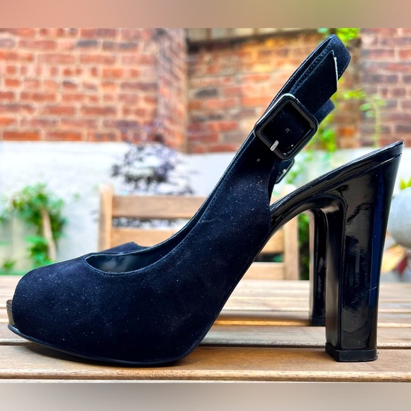 NINE WEST Peep-toe Suede Heels - Picture 2 of 6